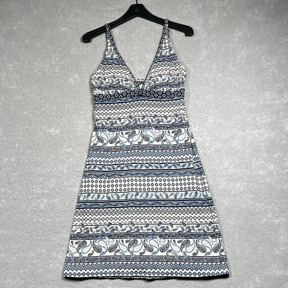 Tommy Bahama Swim Dress Size Medium Blue/White Paisley Terrace Over-the-Shoulder - Picture 1 of 12